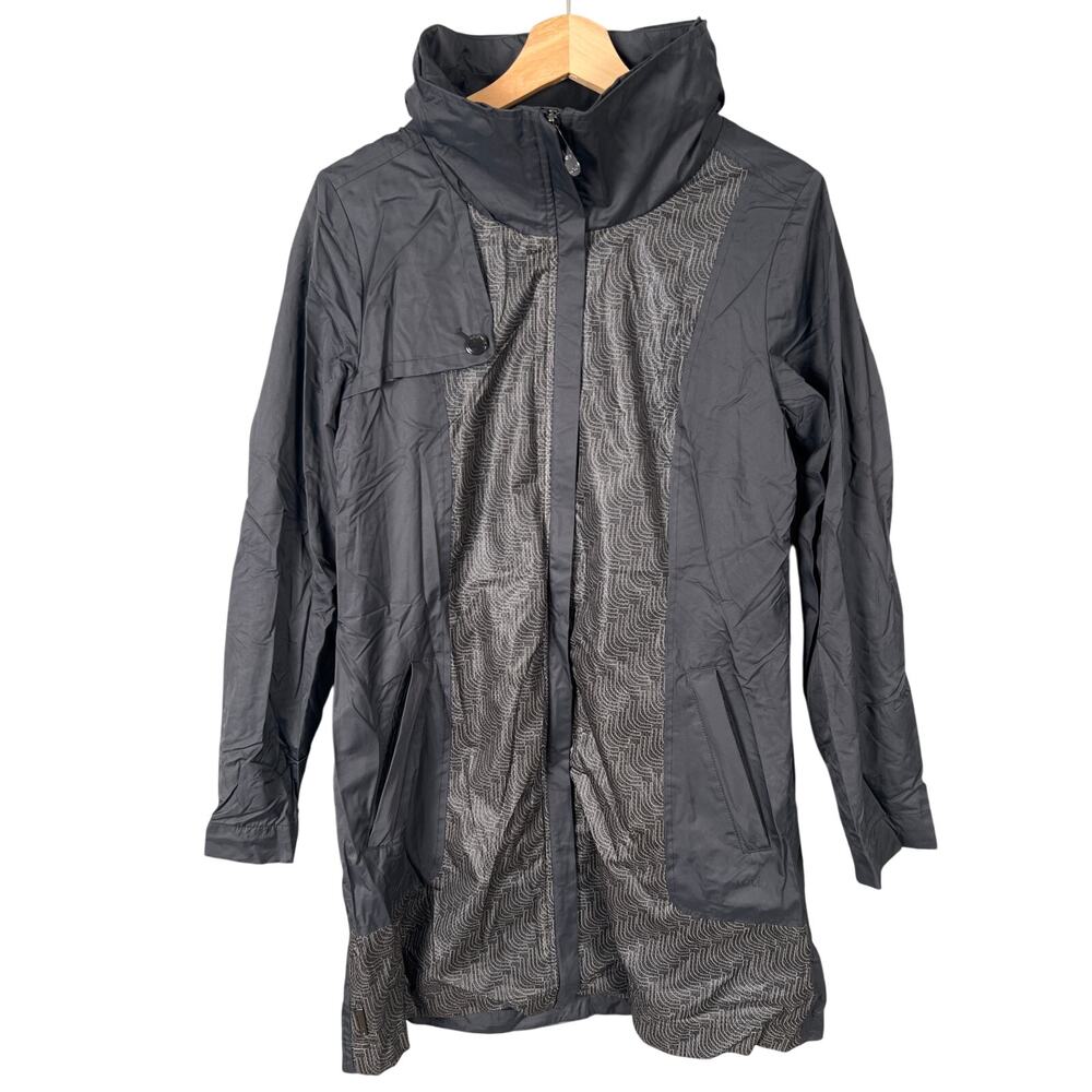 Lole Size Medium 100% Polyester Raincoat Windbreaker Mid-Thigh Lined Coat Jacket